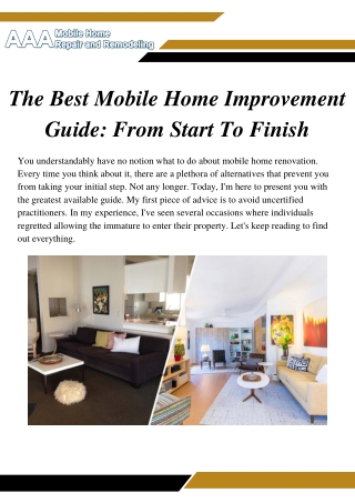 The Best Mobile Home Improvement Guide From Start To Finish