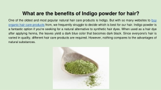 What are the benefits of Indigo powder for hair