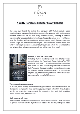 A Witty Romantic Read for Savvy Readers