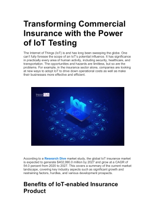 Transforming Commercial Insurance with the Power of IoT Tesing