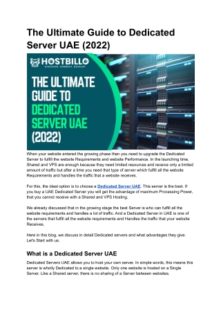 The Ultimate Guide to Dedicated Server UAE (2022)