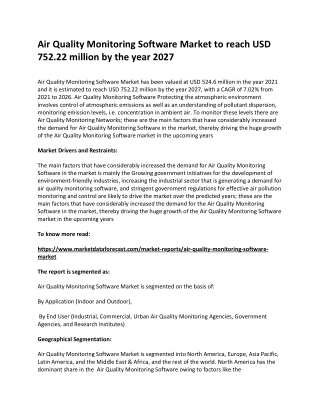 Air Quality Monitoring Software Market