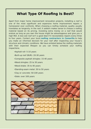 What Type Of Roofing Is Best?