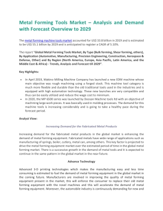 Metal Forming Tools Market