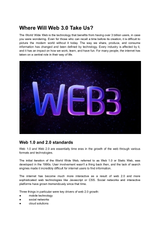 Where Will Web 3.0 Take Us_