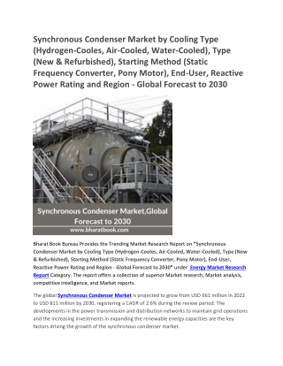 Synchronous Condenser Market,Global Forecast to 2030