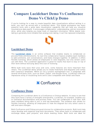 Compare Lucidchart Demo Vs Confluence Demo Vs ClickUp Demo