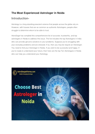 The Most Experienced Astrologer in Noida