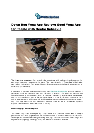 Down Dog Yoga App Review: Good Yoga App for People with Hectic Schedule