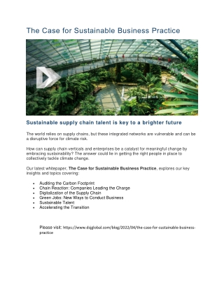 Sustainable Supply Chain Talent is key to a Brighter Future - DSJ Global