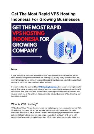 Get The Most Rapid VPS Hosting Indonesia For Growing Company