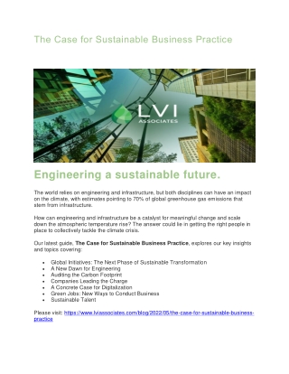The Case for Sustainable Business Practice - LVI Associates