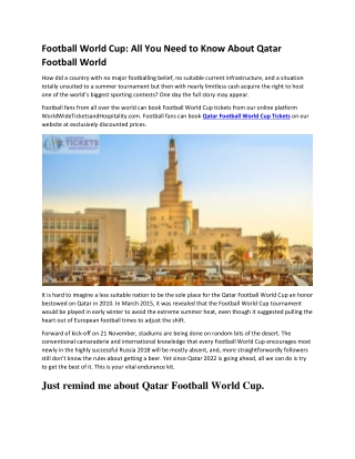 Football World Cup All You Need to Know About Qatar Football World
