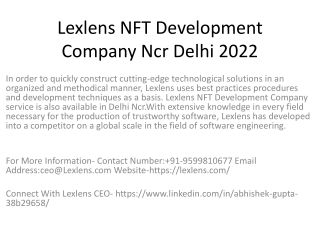 Lexlens NFT Development Company Ncr Delhi 2022