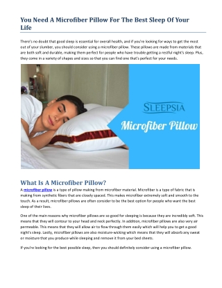 You Need A Microfiber Pillow For The Best Sleep Of Your Life