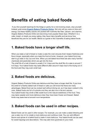 Benefits of eating baked foods