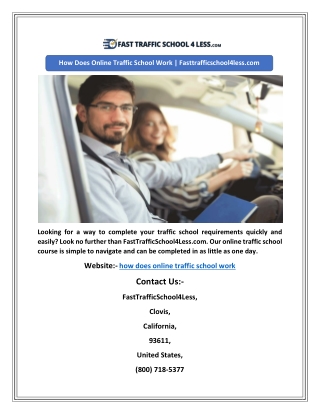 How Does Online Traffic School Work | Fasttrafficschool4less.com