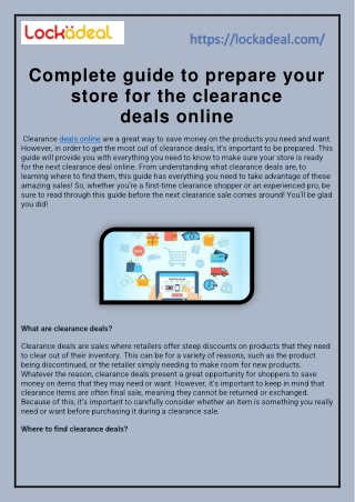 Complete guide to prepare your store for the clearance deals online
