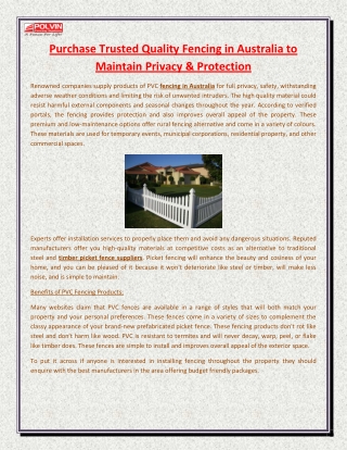 Purchase Trusted Quality Fencing in Australia to Maintain Privacy & Protection