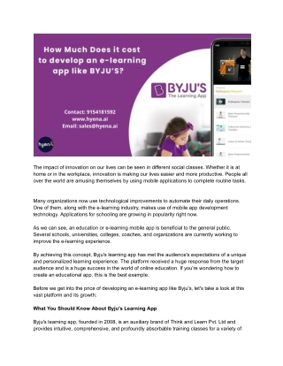 Cost to Develop an App like Byjus