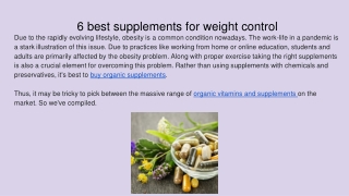 6 best supplements for weight control