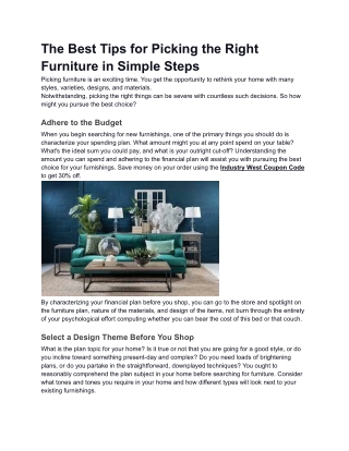 The Best Tips for Picking the Right Furniture in Simple Steps