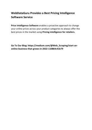 WebDataGuru Provides a Best Pricing Intelligence Software Service
