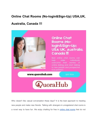 Online Chat Rooms (No-login&Sign-Up) USA,UK, Australia, Canada !!!