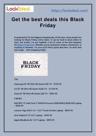 Get the best deals this Black Friday