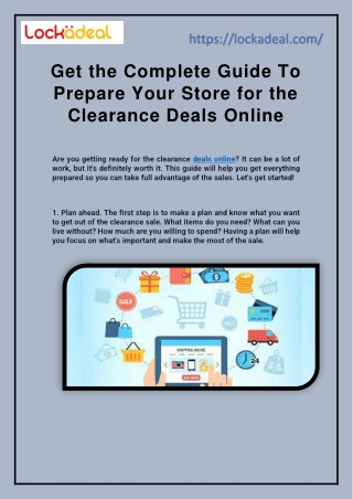 Get the Complete Guide To Prepare Your Store for the Clearance Deals Online