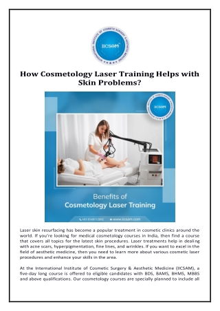 How Cosmetology Laser Training Helps with Skin Problems?