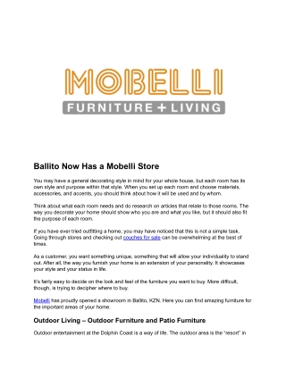 Ballito Now Has a Mobelli Store