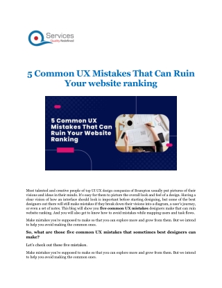 5 Common UX Mistakes That Can Ruin Your website ranking