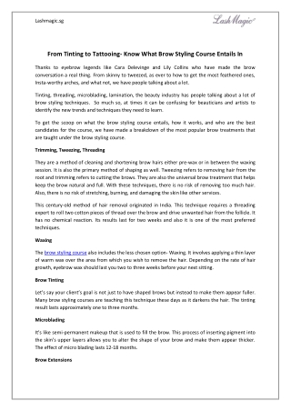 From Tinting to Tattooing- Know What Brow Styling Course Entails In