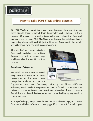 How to take PDH STAR online courses