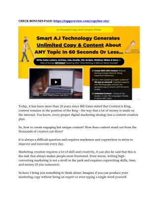 CopyBee Review & 6 OTO - Worth Buying Or Waste Of Money