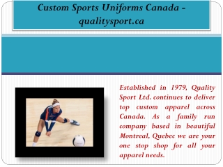 Custom Sports Uniforms Canada - qualitysport.ca