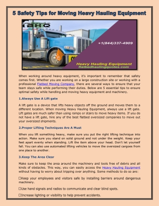 Heavy hauling equipment