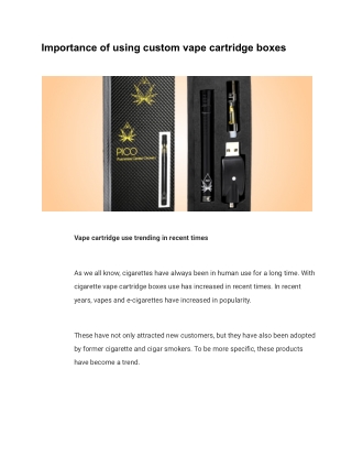 Importance of using custom vape cartridge boxes