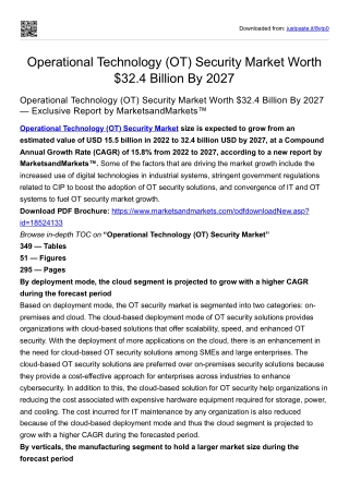 Operational Technology (OT) Security Market Worth $32.4 Billion By 2027