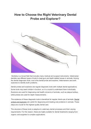 Dental probes and Explorers