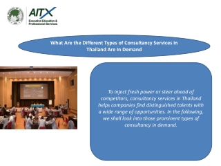 What Are the Different Types of Consultancy Services in Thailand Are In Demand
