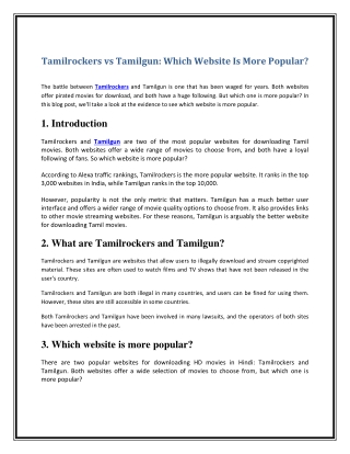 Tamilrockers vs Tamilgun Which Website Is More Popular