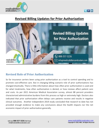 Revised Billing Updates for Prior Authorization