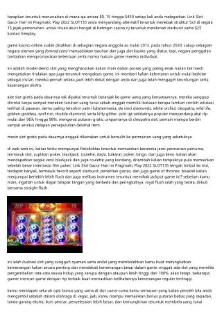 Link Slot Gacor Hari Ini Pragmatic Play 2022 Slot135 Percuma Slotomania Teranyar