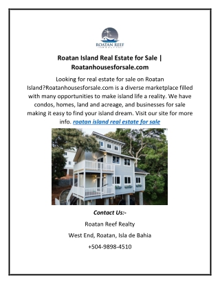 Roatan Island Real Estate for Sale