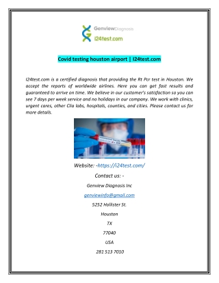 Covid testing houston airport  I24testcom