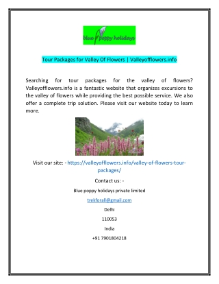 Tour Packages For Valley Of Flowers  Valleyofflowers