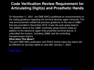 Code Verification Review Requirement for Articulating Digit(s) and Prosthetic Hands