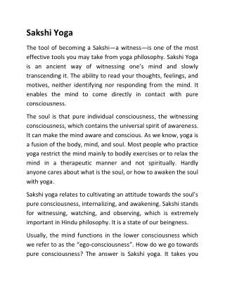 Sakshi Yoga